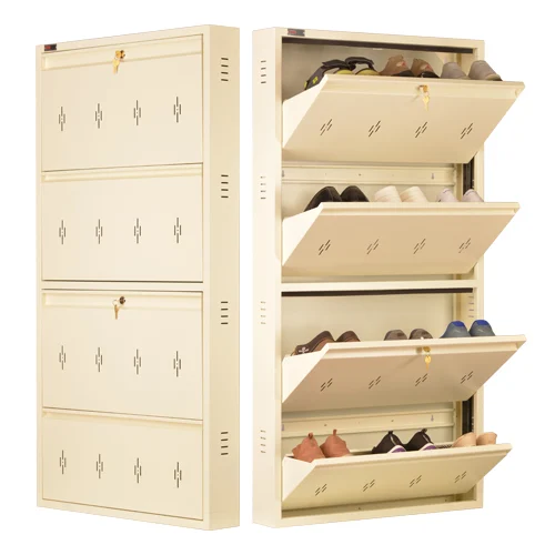 Space-saving wall-mounted shoe rack for organized storage